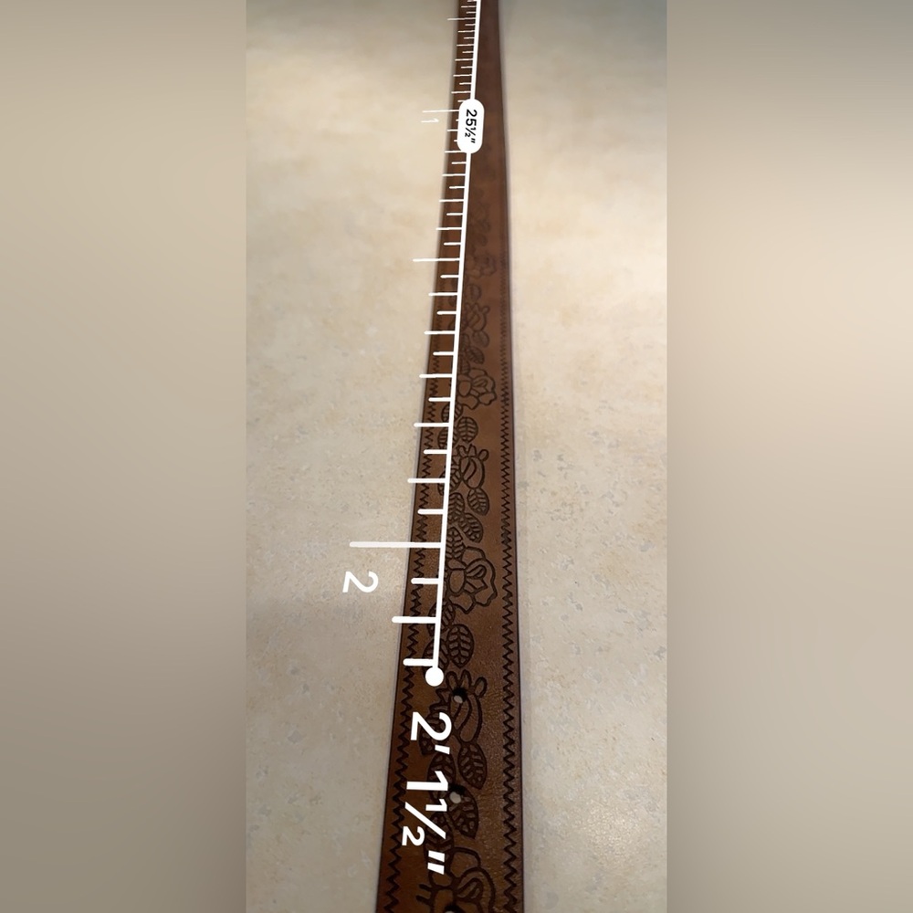 Tan Faux Leather Western Belt Silver Buckle - Picture 7 of 10